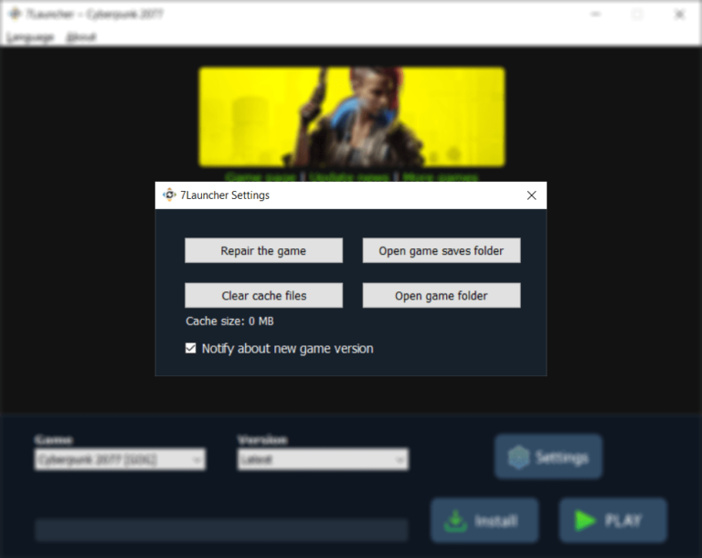 7Launcher and game settings