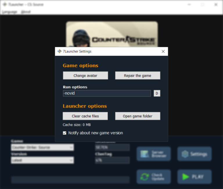 7Launcher and game settings