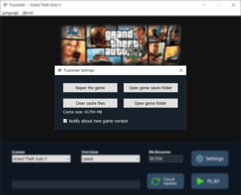 7Launcher and game settings